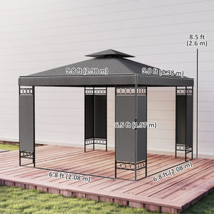 10 x 10 FT Canopy Gazebo, Double Roof Patio Gazebo with Screen Panels and Metal Frame for Deck, Backyard – view 16