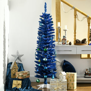 5ft Pencil Christmas Trees, Skinny Artificial Christmas Tree for Xmas Holiday Decor, Deep Blue