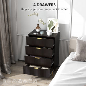 Modern Chest of Drawers 4 Drawer Dresser for Bedroom with Gold Legs and Handles, Black – view 3