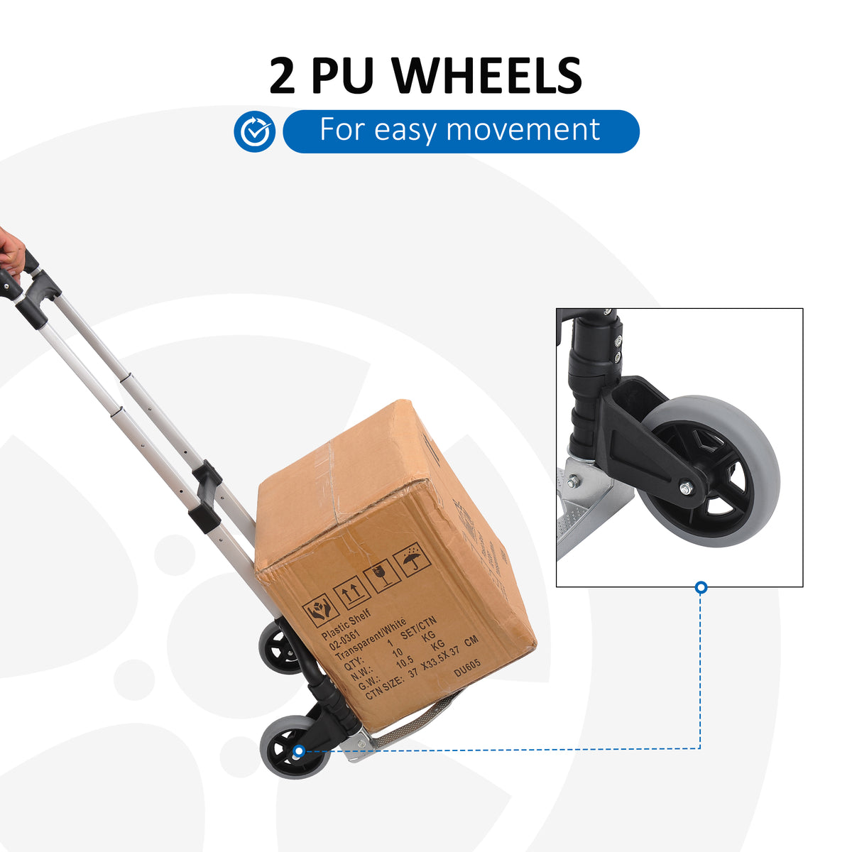 Folding Hand Truck and Dolly with 2 Wheels for Moving, Heavy Duty Luggage Handcart, Aluminum Box Cart with 3 Level Adjustable Telescoping Handle for 154lbs Load Capacity