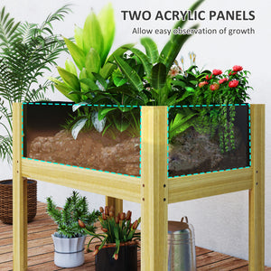 Wooden Raised Garden Bed with Acrylic Panels, Raised Planter Box with Drainage Holes, 29.5" x 18.1" x 23.8" – view 4