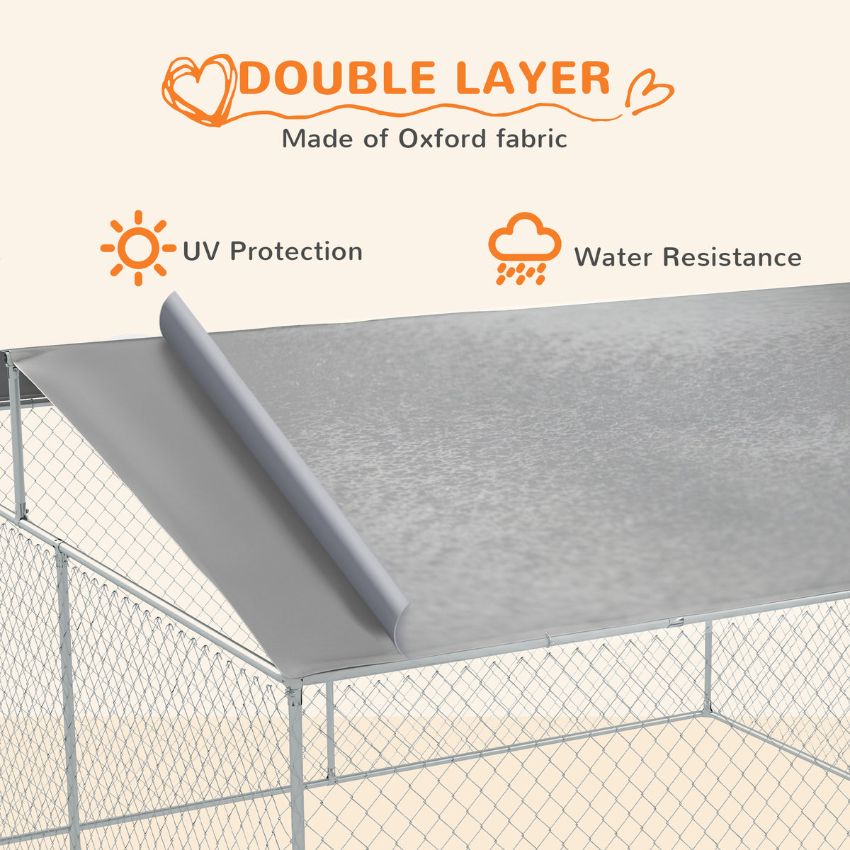 Dog Kennel Outdoor, Heavy Duty Playpen with Secure Lock, Cover, for Backyard & Patio, 13.1' x 7.5' x 7.5'