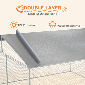 Dog Kennel Outdoor, Heavy Duty Playpen with Secure Lock, Cover, for Backyard & Patio, 13.1' x 7.5' x 7.5'