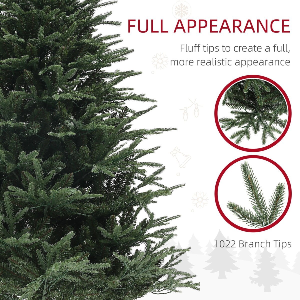 5ft Prelit Artificial Christmas Tree with 542 Tips, Warm White LED Lights, Steel Base, Hinged Xmas Tree, Auto Open