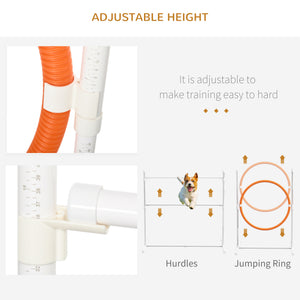 7 Pcs Dog Agility Kit w/ Tunnels, Weave Poles, Adjustable Hurdles, Jump Ring, Pause Box, Whistle, Carry Bag, Blue