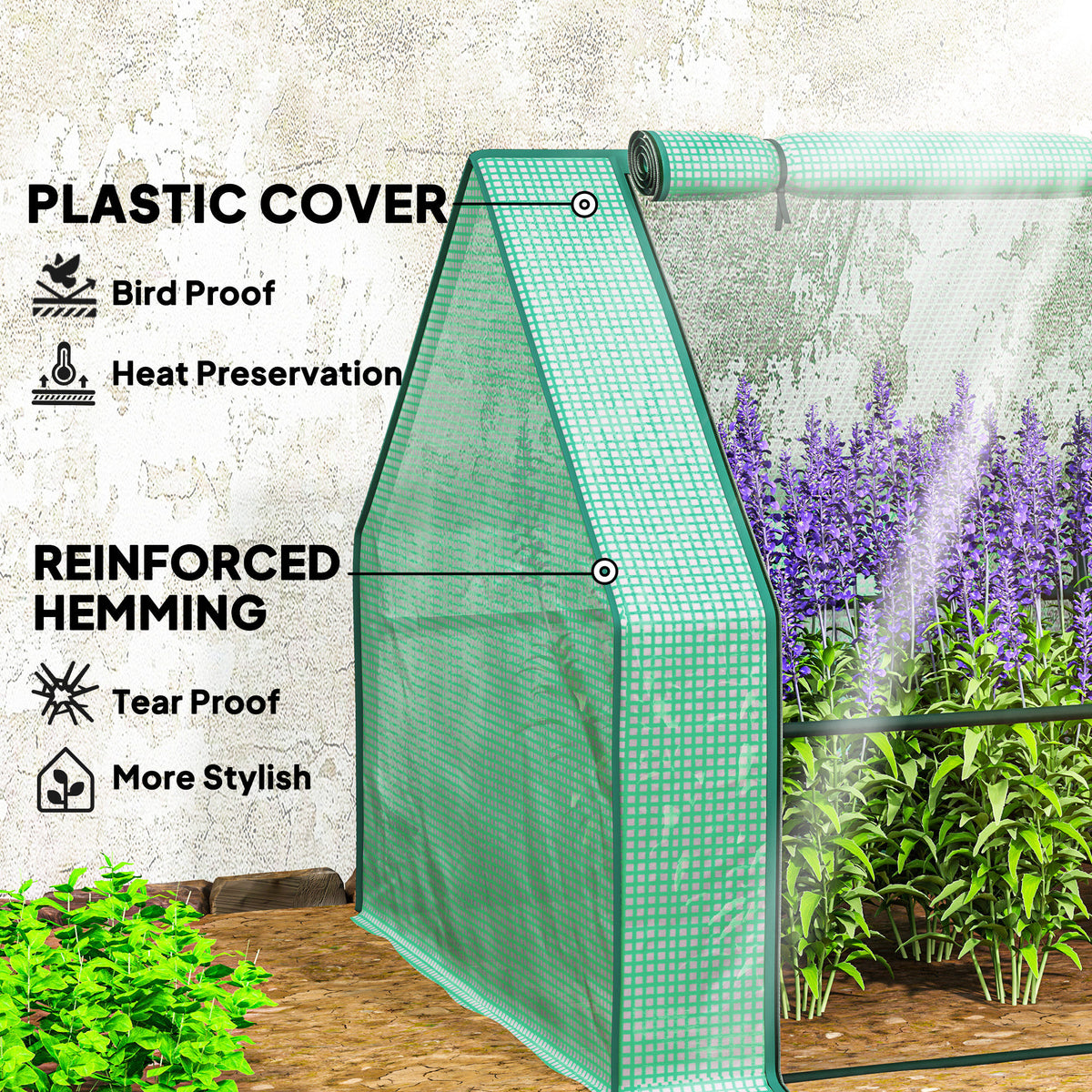 Portable Mini Greenhouse Tunnel Growing Tent Plants Flower Warm House w/ Zippered Roll-up Doors, Clear – view 20