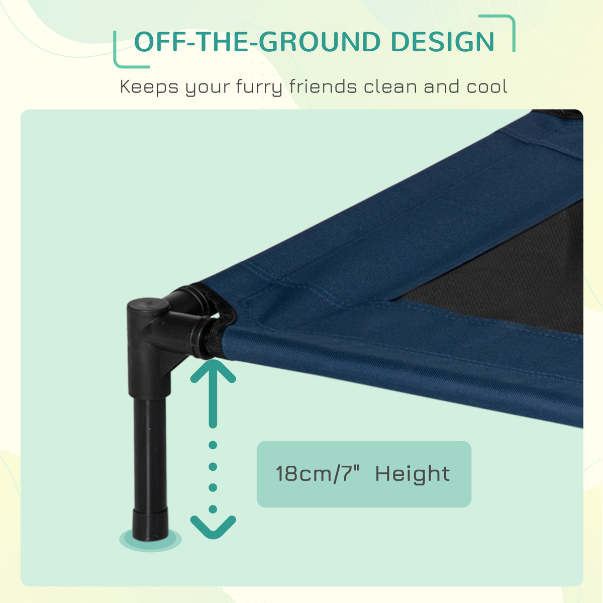 Elevated Dog Bed, Raised Dog Cot for M Sized Dogs, Indoor & Outdoor, 30" x 24" x 7", Blue – view 3