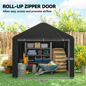 6.6' x 7.8' Portable Shed, Waterproof Bike Tent with Roll-up Zipper Door and Reinforced Galvanised Steel – view 4