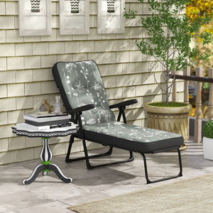 Outdoor Lounge Chair with Padded Cushion, Folding Reclining Patio Garden Chair with Recline Back, Footrest – view 20
