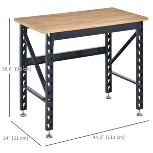 45" Workbench, Solid Wood Tabletop Workstation, Work Table with Four Adjustable Foot Pads, Weight Capacity 1100 Lbs