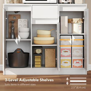 71" Pantry Cabinet with Charging Station, Kitchen Storage Cabinet with Microwave Stand, Pegboard – view 11