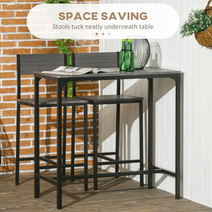 Industrial Bar Table Set Counter Height 3 Piece and 2 High Back Stools Set Dining Table Set Natural Wood