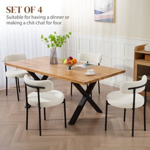 4 Pieces Kitchen Chairs, Modern Dining Chairs w/ Corduroy Upholstery and Steel Legs for Living Room, Beige