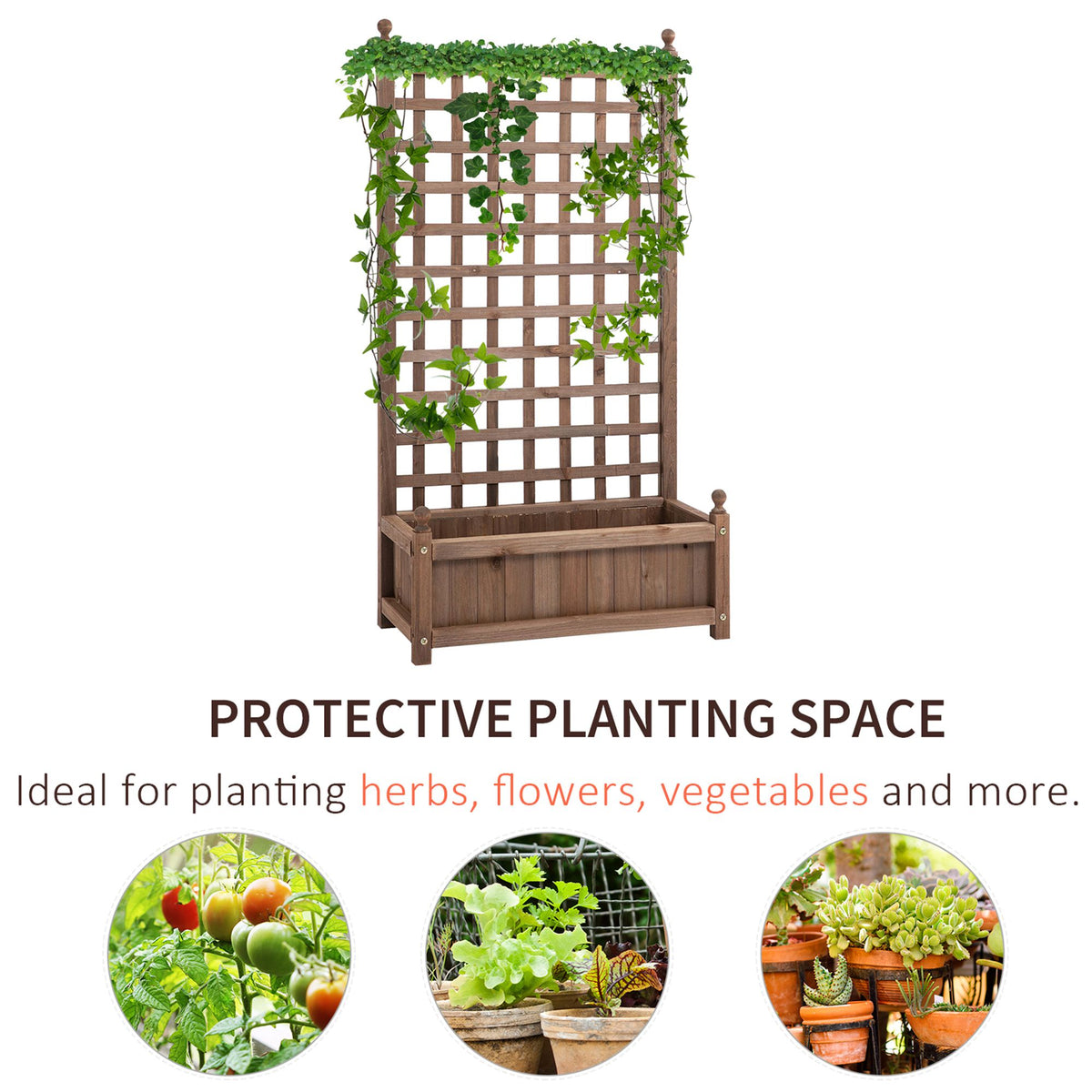 Raised Garden Bed with Trellis, Wood Planter Box for Garden, Free Standing Flower Bed – view 7