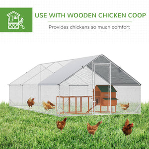 9.8' x 19.7' x 6.6' Chicken Coop Cage, Outdoor Hen House w/Cover & Lockable Door