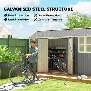 8.5' x 5.5' Metal Garden Storage Shed, Outdoor Tool Storage House with Lockable Door, Vents, Sloped Roof – view 31