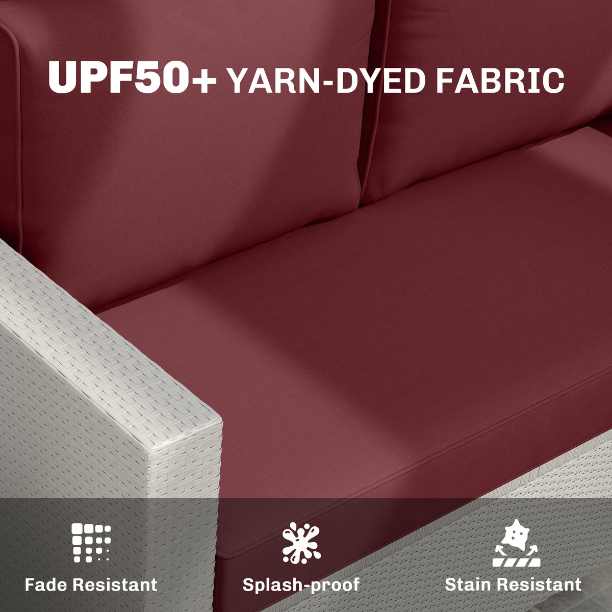 Outdoor Seat Cushions with Backrest, Loveseat Double Sofa Outdoor Furniture Cushions, Beige – view 39