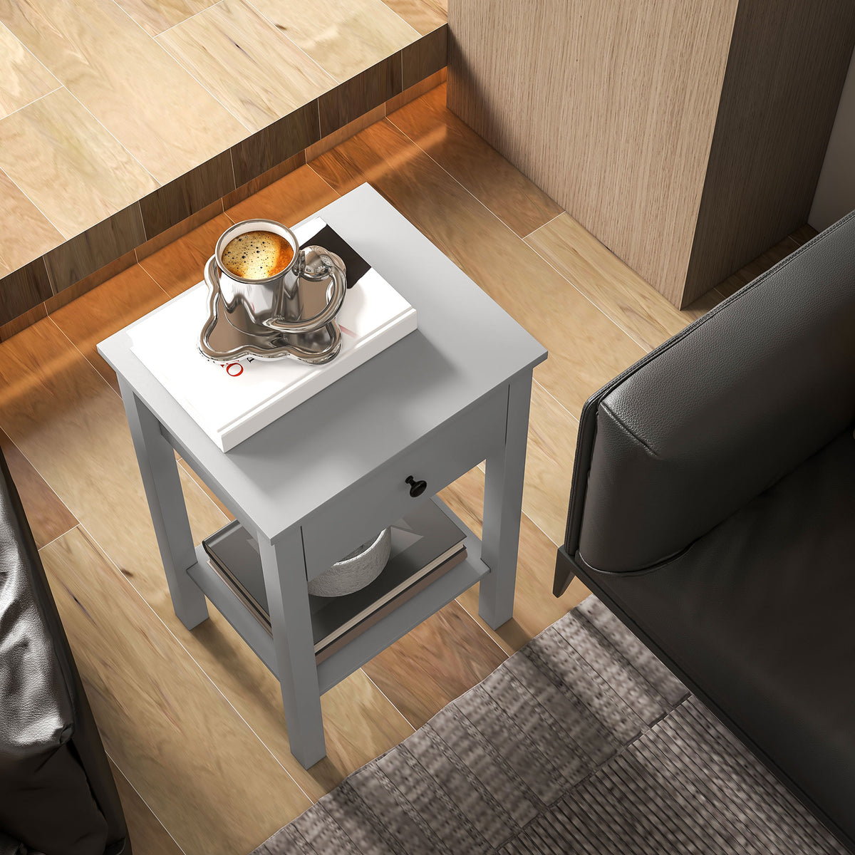 Side Table Set of 2, End Tables with Drawer and Bottom Shelf, 2-tier Nightstand for Bedroom, Living Room – view 21