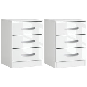 Bedside Table Set of 2, Modern Nightstand with Drawers and High Gloss Fronts, Night Table for Bedroom, Black – view 8