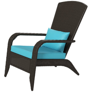 Patio Wicker Adirondack Chair, Outdoor Rattan Muskoka Chair with Cushions for Patio, Garden, Backyard, Cream