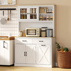 69" Kitchen Pantry Cabinet with Charging Station Kitchen Cabinet with Microwave Stand 7 Gallon Trash Can – view 14