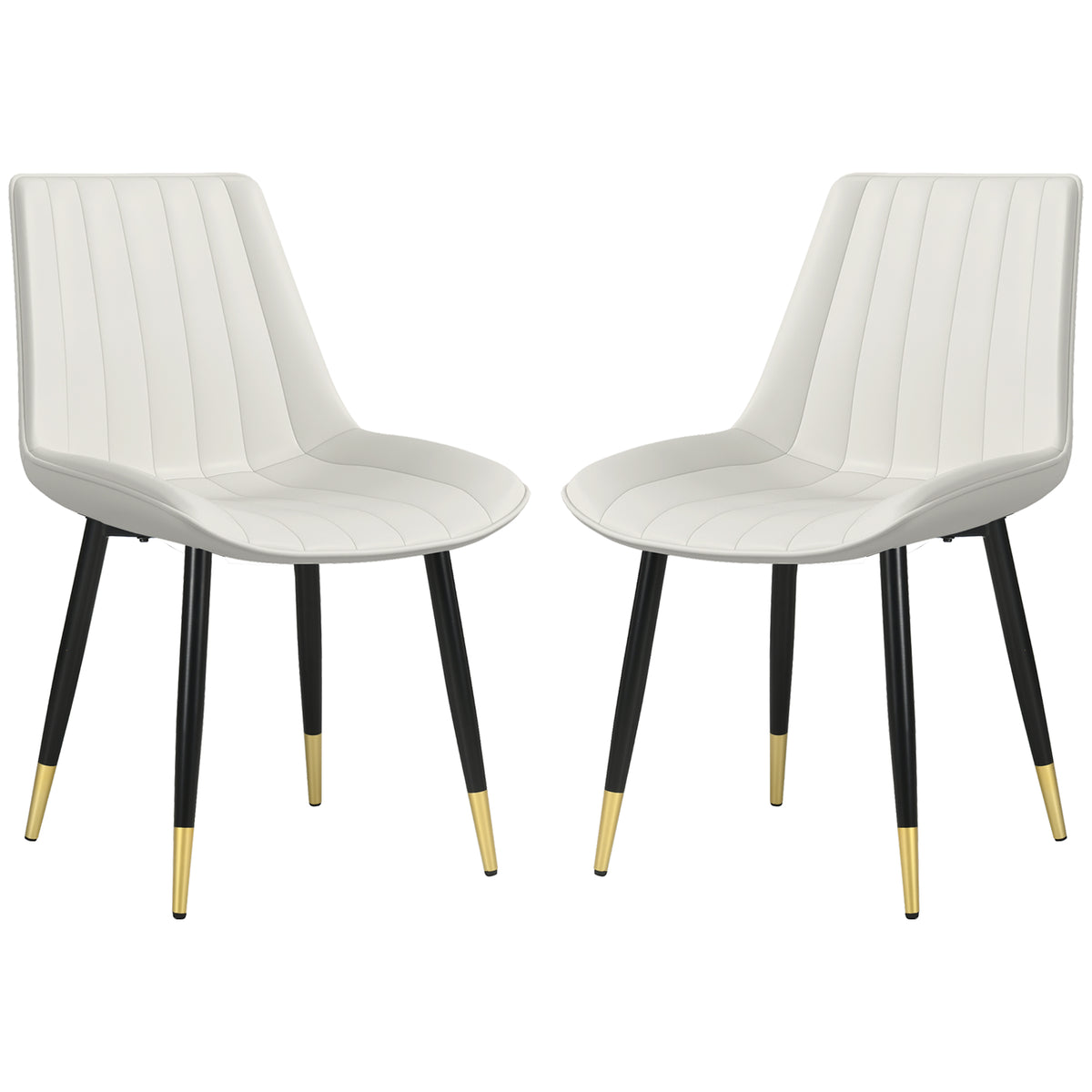 Dining Chairs Set of 2, Modern Kitchen Chair with PU Leather Upholstery and Steel Legs for Living Room – view 8