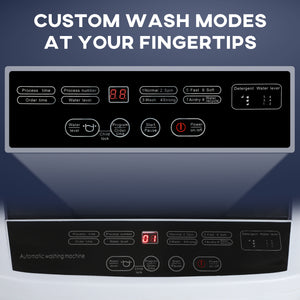 Compact Washer, Portable Washing Machine, Full Automatic Washer with 8 Programs and 6 Water Levels, White