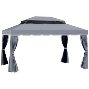 13' x 10' Patio Gazebo, Double Roof Outdoor Gazebo Canopy Shelter with Netting & Curtains – view 8