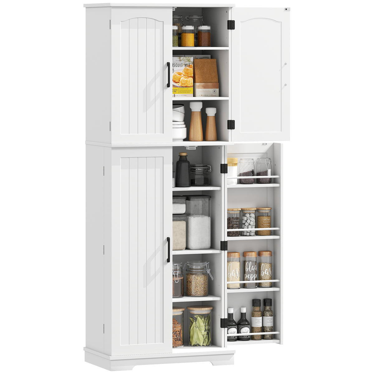Tall Pantry Cabinet, 64" Storage Cabinet with Adjustable Shelves and 8 Door Spice Racks for Kitchen – view 8