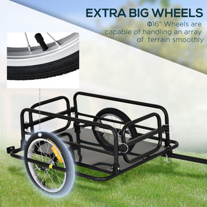Aosom Folding Bicycle Cargo Trailer Utility Bike Cart Travel Luggage Carrier Garden Patio Tool New, Black