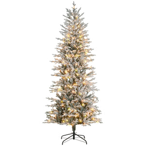 6' Pre Lit Arctic Fir Artificial Flocked Christmas Trees, with Snow Branches, Warm White UL Listed Clear Lights