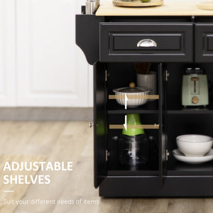 Kitchen Island with Storage Rolling Kitchen Serving Cart with Rubber Wood Top Towel Rack Storage Drawer – view 4