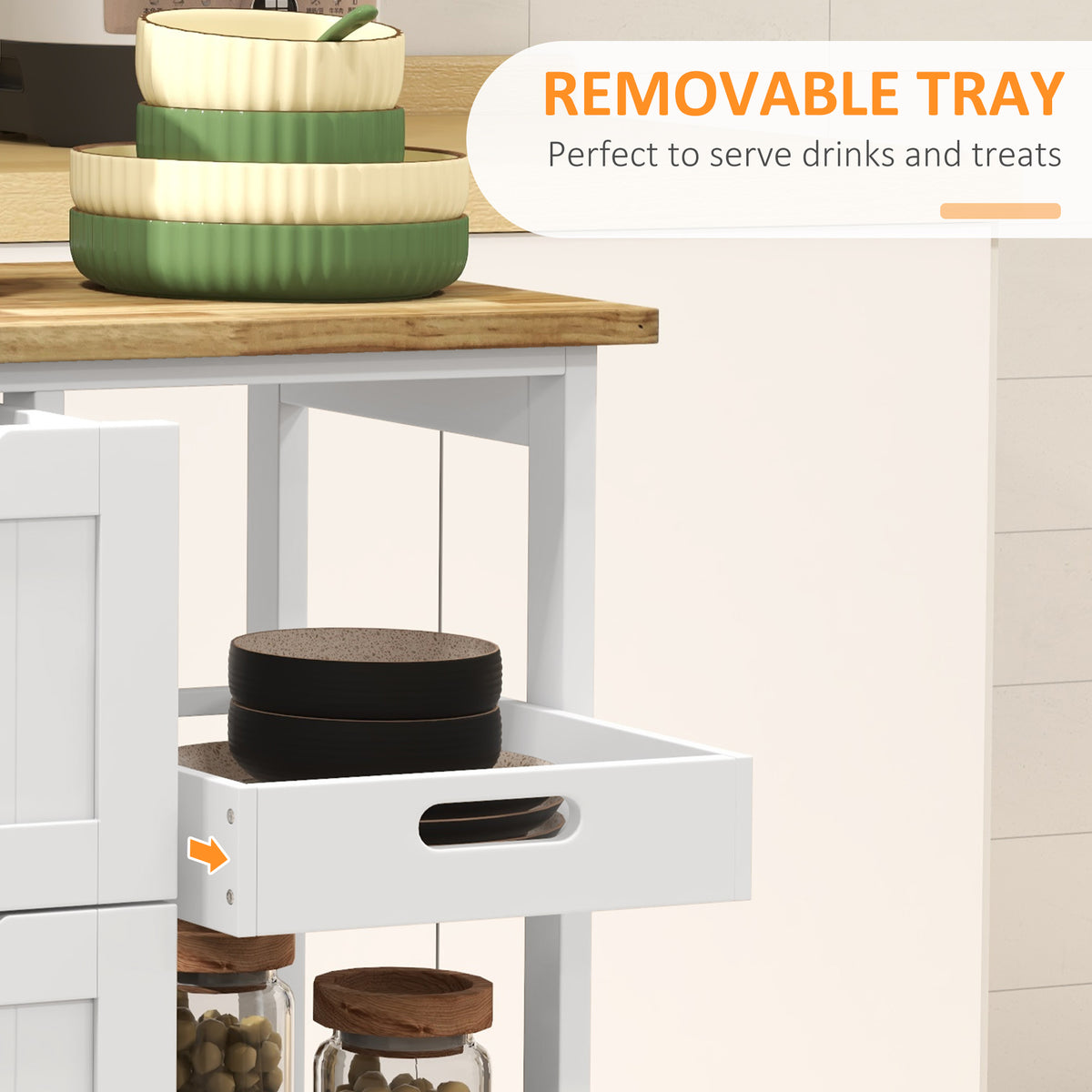 Kitchen Cart on Wheels, Rolling Kitchen Island Cart with Wood Top – view 18