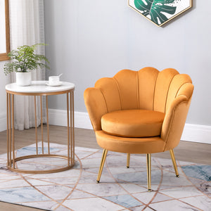 Modern Accent Chair, Velvet-Touch Fabric Leisure Club Chair with Gold Metal Legs for Bedroom, Dark Green – view 28