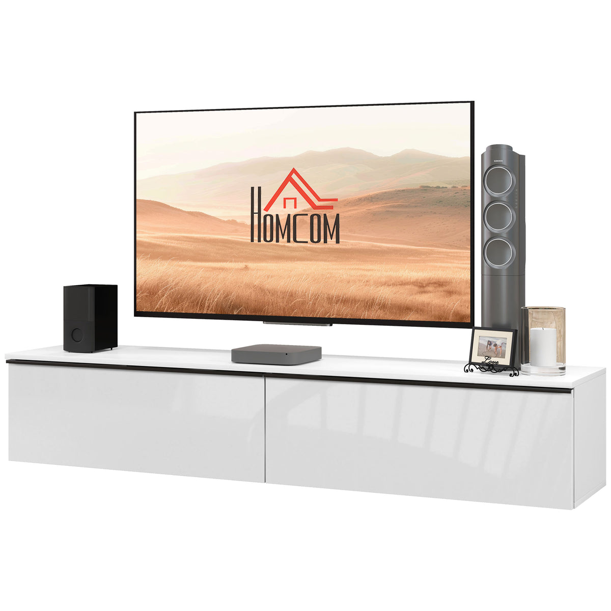 Wall Mounted TV Stand, Floating TV Cabinet with Storage, for TVs up to 70", High Gloss Effect – view 15
