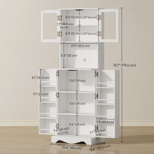 71" Kitchen Pantry Cabinet, Freestanding Kitchen Hutch with 8 Door Shelves – view 9