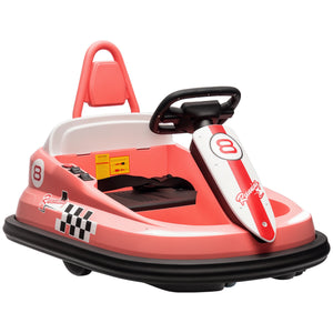 Aosom Kids Bumper Car, 6V 360° Rotation Electric Ride on Car, Twin Motors Battery Powered Toy with Music, Horn and Lights, Safety Belt, for Boys and Girls Aged 18-48 Months -