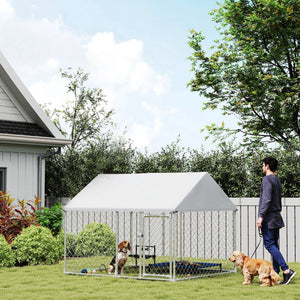 Outdoor Dog Kennel with Waterproof & Anti-UV Cover, Quick-Connect Frame, Secure Lock for Small Medium Dogs