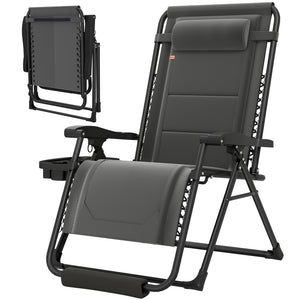 Zero Gravity Chair, Reclining Outdoor Lounger Chair with Cup Holder, 400 LBS Capacity, Black – view 8