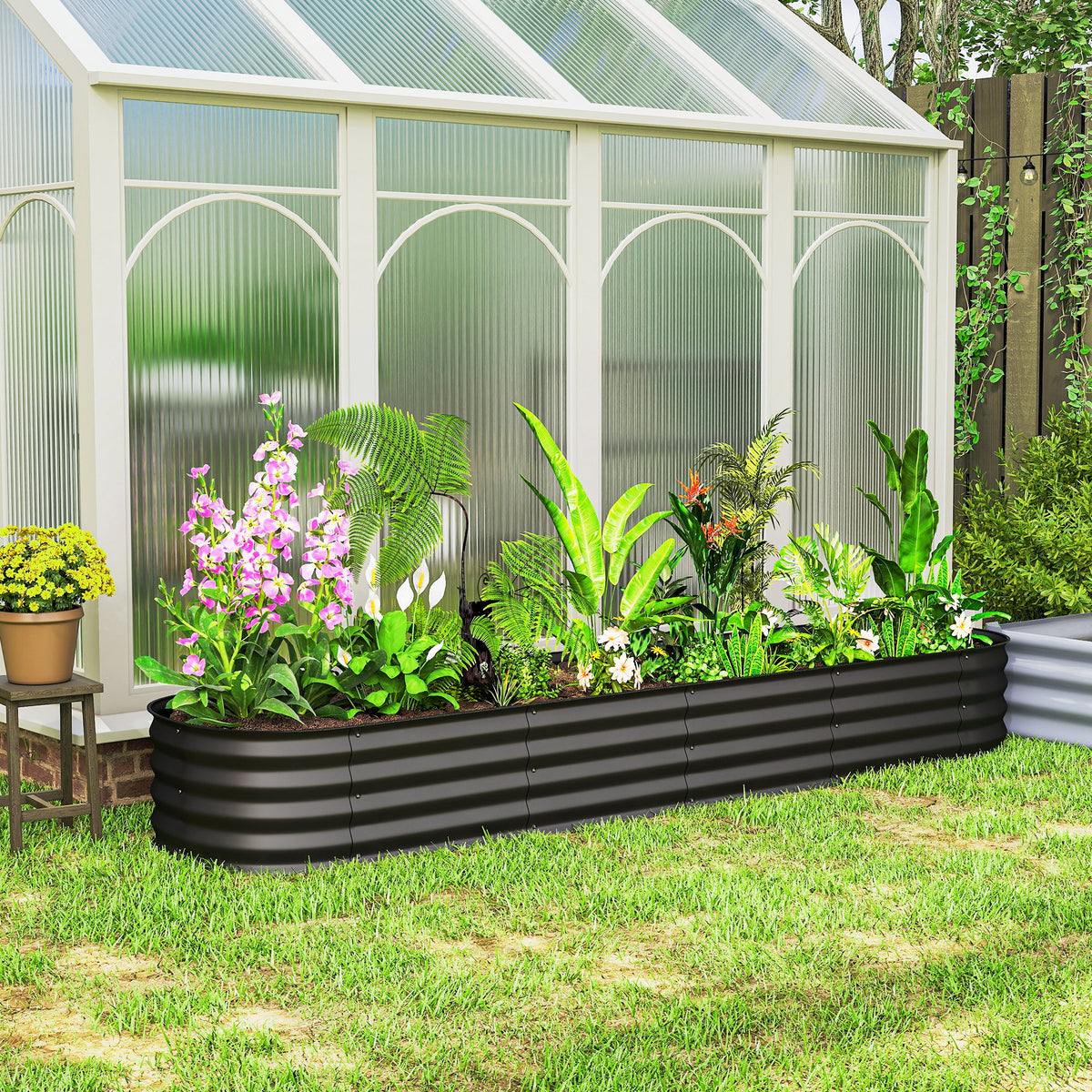 4.9 x 2 x 1ft Galvanized Raised Garden Bed Kit, Metal Planter Box with Safety Edging, Black – view 42