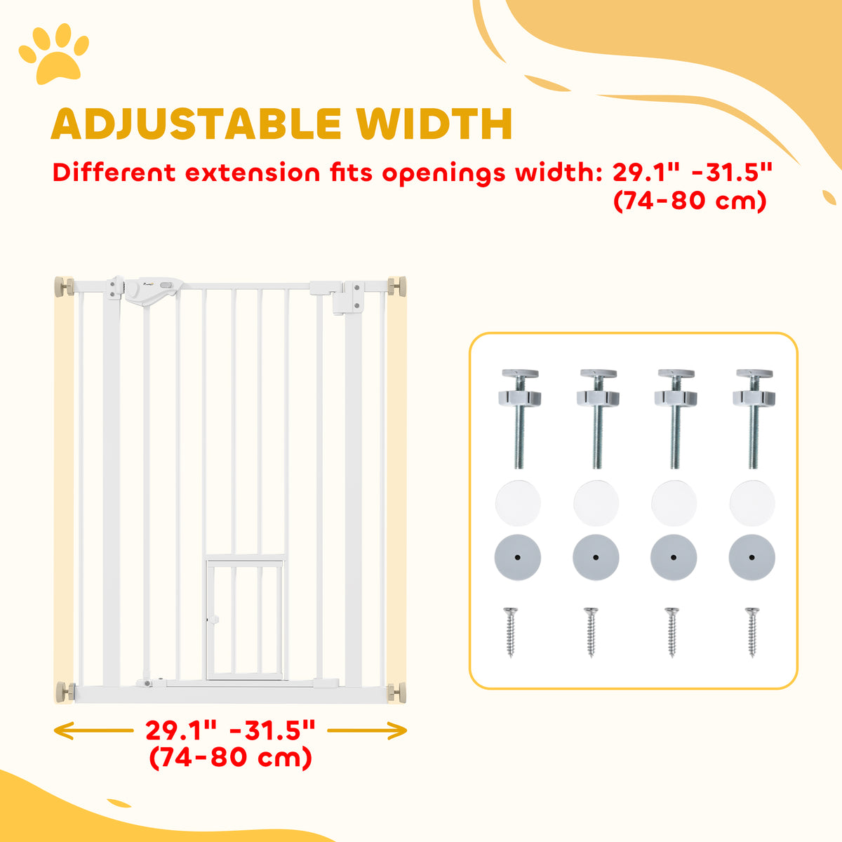 36" Easy Open Indoor Dog Gates for Doorways, House, Stair - White – view 3