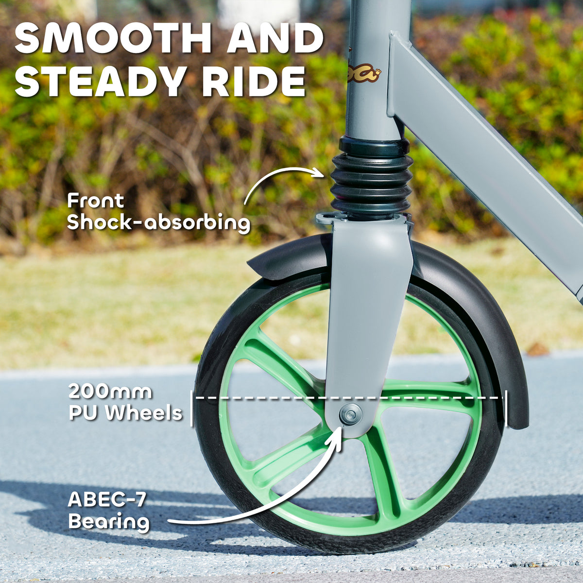 Qaba Kick Scooter for Kids Ages 6-12 with Adjustable Height, Rear-Fender Brake, 200mm Big Wheel, Foldable Design