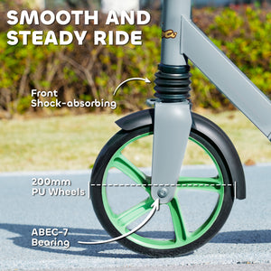 Qaba Kick Scooter for Kids Ages 6-12 with Adjustable Height, Rear-Fender Brake, 200mm Big Wheel, Foldable Design