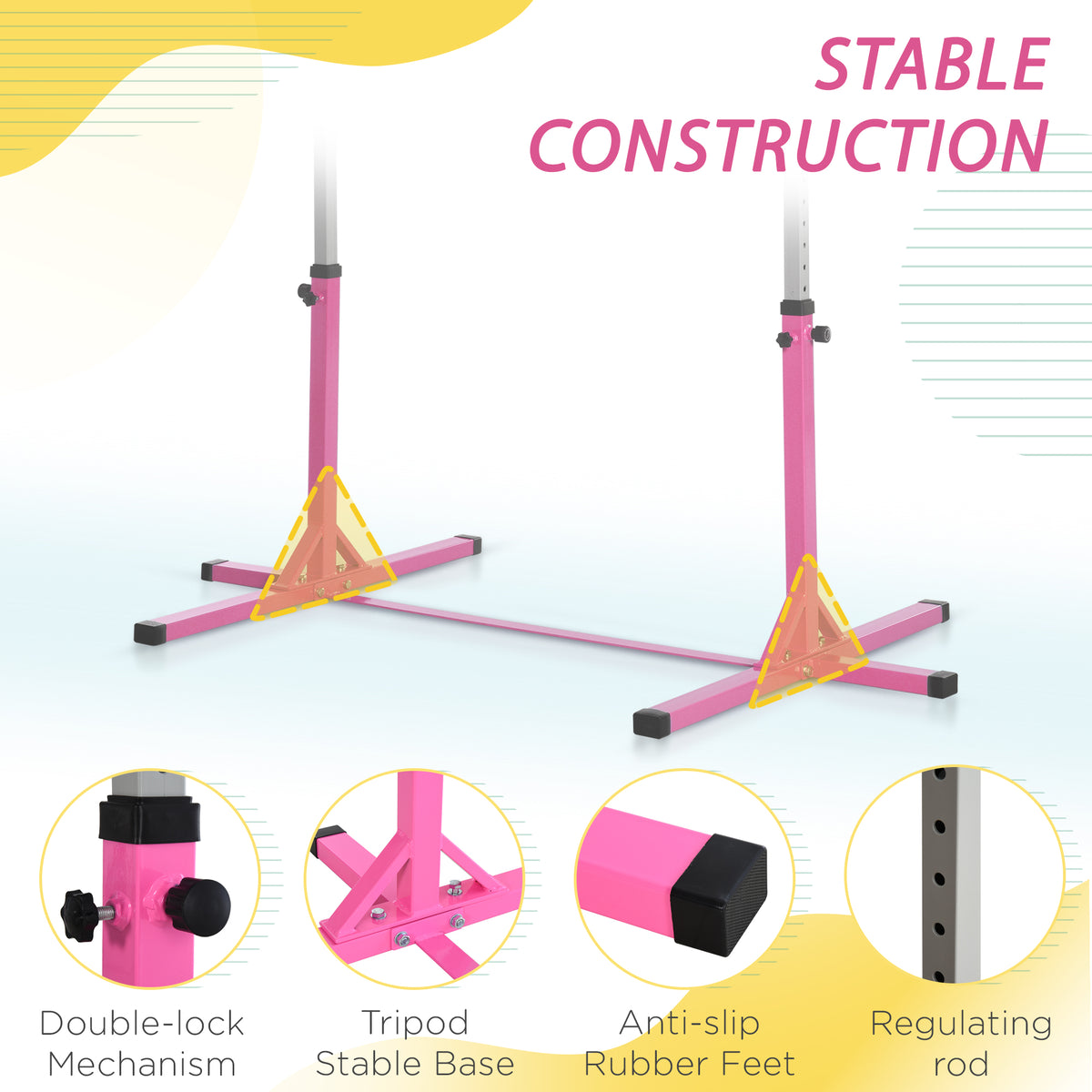Professional Gymnastics Bar for Kids, Toddler Home Gymnastics Equipment with 13-level Adjustable Height – view 13