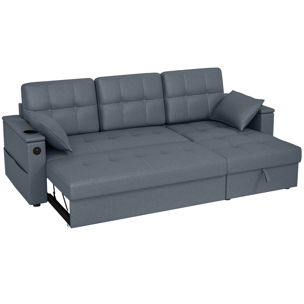 Convertible Sectional Sofa Bed, Pull Out Sleeper Sofa Couch with USB‑A+C, Chaise Storage – view 8