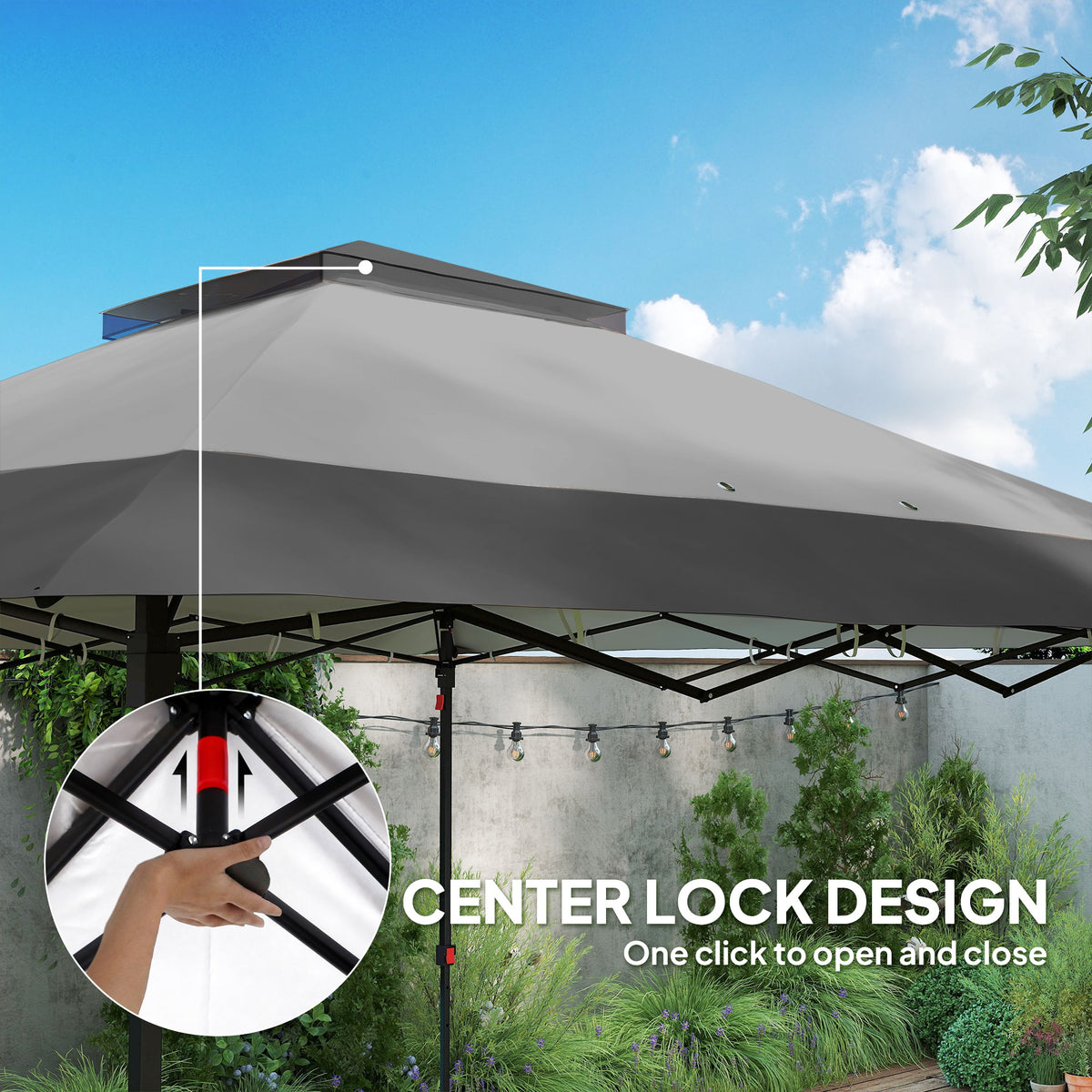12' x 12' Foldable Pop-up Party Tent Instant Canopy Sun Shade Gazebo Shelter with Steel Frame, Dark Grey – view 3