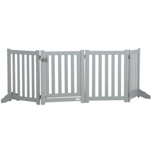 23.5"H Foldable Dog Gate with Door, 4 Panels Freestanding Pet Gate Barriers Indoor with Support Feet – view 2