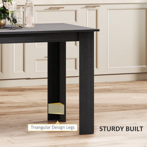 47" Kitchen Table for 4-6 People, Dining Table with Wood Effect for Dining Room, Black