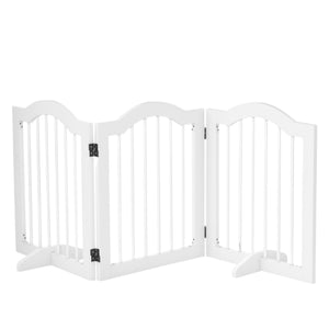 24"H Foldable Dog Gate, 3 Panels Freestanding Pet Gate Barriers Indoor with Support Feet
