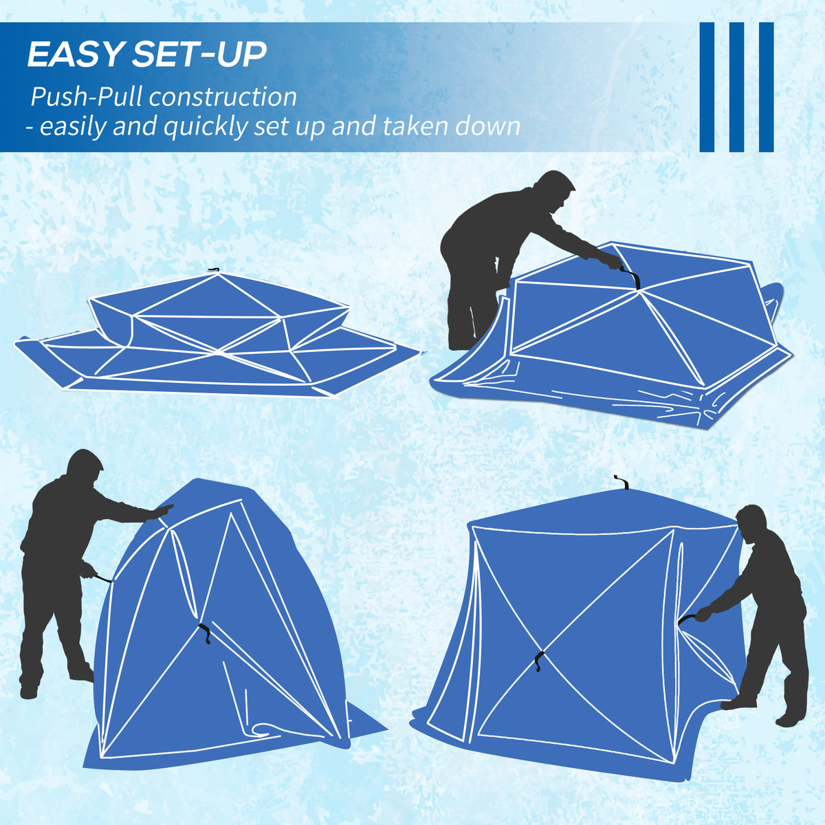 4 Person Insulated Ice Fishing Shelter, Pop-Up Portable Ice Fishing Tent with Carry Bag and Two Doors for – view 3